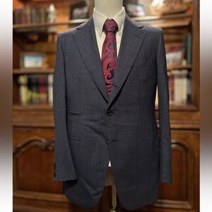 LH Napoli London House Rubinacci Bespoke Navy Glen Check Suit - 2 Pc - 40R 35x31